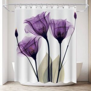 NWOT Purple Flower Shower Curtain For Bathroom